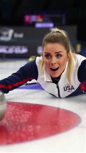 Curler Gets Caught and Rides the Stone Into the House 😳🥌 #Wintersports #funnyshorts #funny #ai