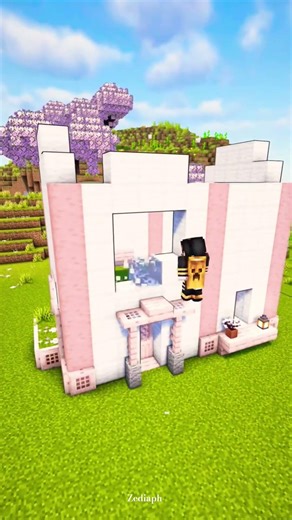 Cute Pink Minecraft House 🌸 | Easy Survival House Tutorial | Minecraft Build#shorts