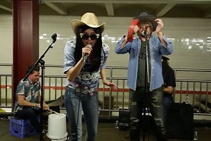 Miley, Fallon Sing 'Jolene' in Disguise in the Subway
