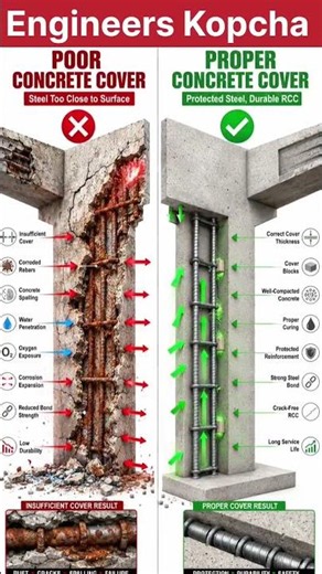 INSUFFICIENT CONCRETE COVER vs PROPER REINFORCEMENT COVER