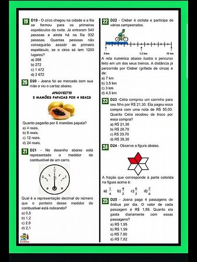 Simulado Saeb 2025 - 5 ano