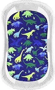 Bassinet Sheet for Baby Boys, Stretchy Ultra Soft Fitted, Universal for Oval Rectangle and Hourglass Bassinet Moses Basket, Dinosaur