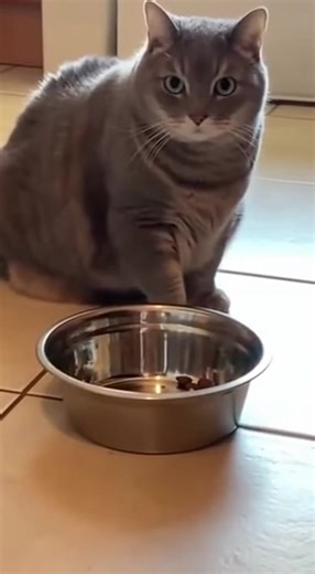 8.2M views · 301K reactions | Short haired grey cat has a adorable temper tantrum after the vet put him on a diet. | FuFu’s Cat House | Facebook