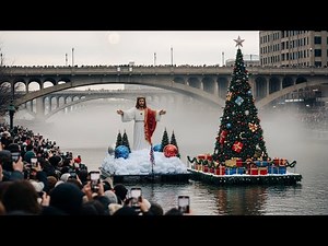 Los Angeles River Christmas Parade 2025 (4K) | Giant Jesus & Santa Floats Magical Nativity Boats