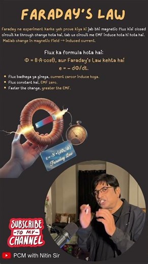 Faraday’s Law in 50 Seconds! Class 12 Physics Explained #FaradaysLaw #class12physics #BoardExam2025