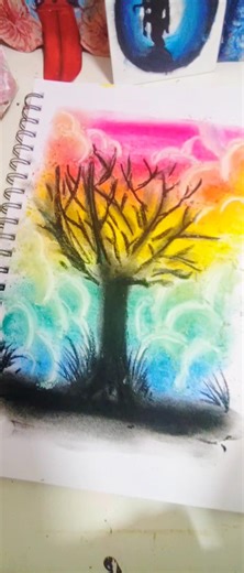 🌸💐Soft Pastel Tree Drawing🌼🖌️🎨 #drawing ✍️🌼#pesteldrawind#shorts