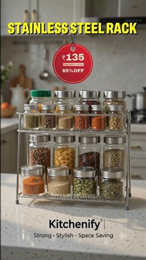 Best Stainless Steel Spice Rack for Kitchen 🔥 Space Saving Kitchen Organizer | Amazon Finds #Shorts
