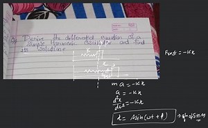 Q. Derive the differential equation of a Simple Hormonic oscill... | Filo