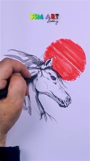 Satisfying Horse Drawing 🎨 | SSM Art #shorts