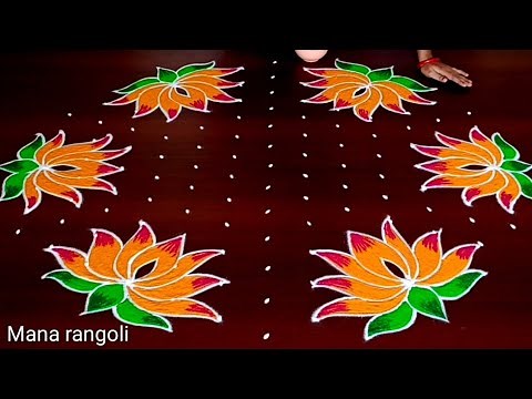 Sankranthi Special Lotus Rangoli Designs 13dots/sankranthi chukkala muggulu/sankranthi kolam designs