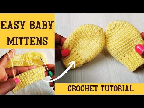 How to Crochet EASY Baby Mittens (No-Scratch Mitts ) | 0-6 Months old