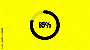 An animated circular loading bar with soft edges, progressing smoothly from 0 to 100% on a yellow background.