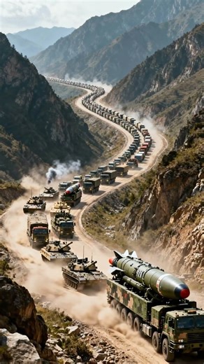 Epic Firepower: Massive Missile Convoy Deployment Through Mountain Pass 78 #military #militarypower