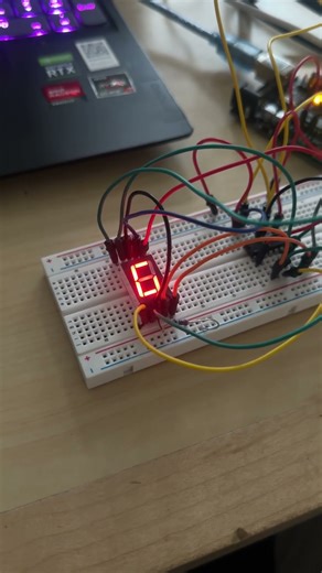 Lab 10, Procedure 2. Counting to 9 using 7 Seg LED and 74HC595