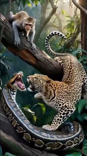 Leopard vs. Python #animalfight #animals #wildanimals #wildlife #wildlifebattle #wildanimalfight