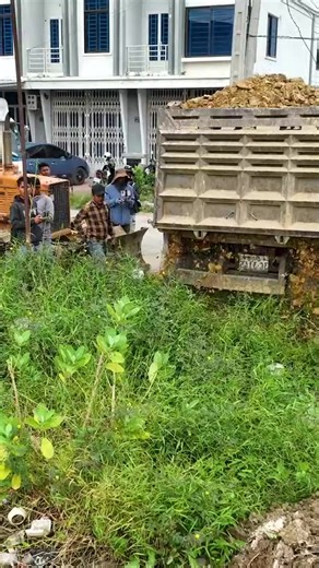 Amazing Construction Start! Bulldozer and Dump Trucks Filling Land Together