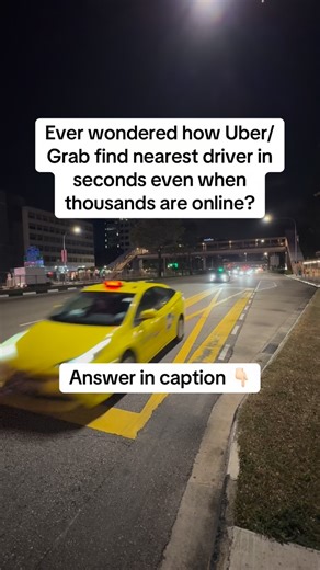 Black Cask on Instagram: "Day 24/365 follow for more such content * Live GPS streaming → Driver apps send location every few seconds via Kafka / PubSub * Geo indexing → City split into cells using Geohash / QuadTree * Fast search → Nearby drivers fetched from Redis GEO / Elasticsearch * Smart ranking → Filtered by ETA, availability, rating (road + traffic aware) * Safe dispatch → Driver locked using atomic operations / distributed locks 👉 Not nearest driver. Fastest ETA wins. #reelsinstagram #e