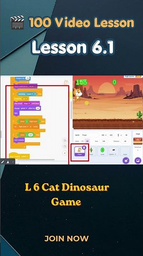 Scratch Tutorial L6: Make a Cat Dinosaur Game! #dianosaur #kidslearning #scratch