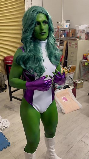 12K views · 122 reactions | SHE-HULK! Jessica trained and dieted for months to prepare for 4 hours of body paint and airbrushing. Skin City Body Painting Here is the result! #SheHulk #Hulk #HulkSmash #Cosplay #Costume #Makeup #BodyPaint #Fitness #LasVegas #Halloween #Fyp #SkinCity | Jared Guynes | Facebook