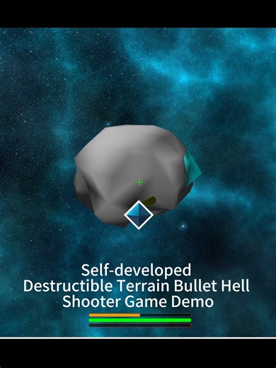 “Interstellar Demolition Office” Destructible Terrain Space Bullet Hell Shooter Demo, built with the Three.js game engine as a cross-platform browser-based proof of concept.#game#fpsgames#gamedevelopment#spacegames#Mining#spaceship#visualeffects#javascript#website#space#universe Players pilot a spacecraft and fire two types of ammunition to destroy mineral voxels on the planet's surface. Once destroyed, mineral voxels shatter into debris, exposing buried enemy facilities. Players must collect sp