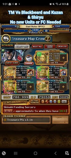 Treasure Map Vs Blackbeard and Kuzan & Shiryu OPTC No New Units One Piece Treasure Cruise