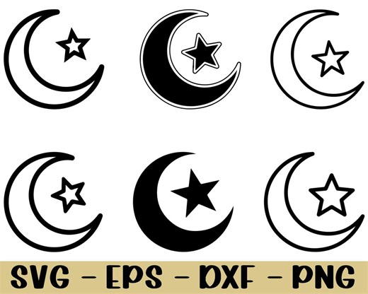Islamic Crescent Moon Svg, Dxf, Png - Etsy