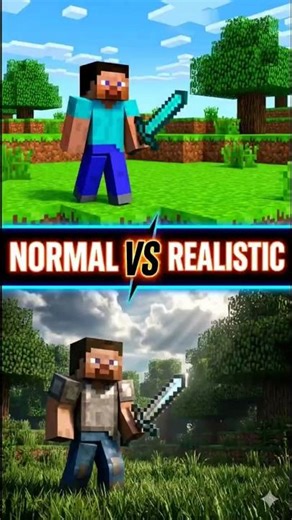 Minecraft NORMAL vs REALISTIC… This Changed Everything 🤯🔥 #shorts