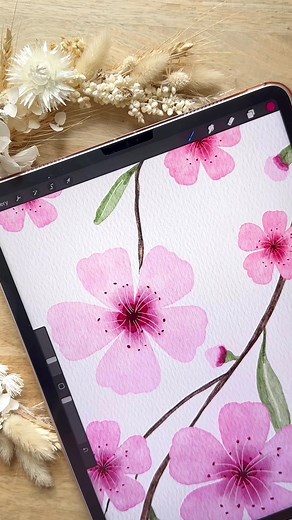 Simple Watercolour Flowers in Procreate for Sakura Season
