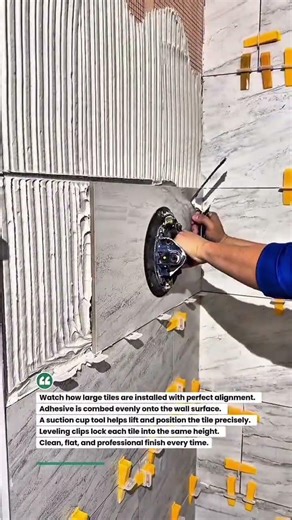 Flawless Tile Leveling with Suction Tool! #tiling #construction #diyprojects