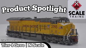 In this product spotlight, we're looking over a newly delivered HypoTypical N Scale GE Tier 4 Gevo in the Rivet Counter line by Scale Trains. These locomotives come equipped with ESU Loksound 5 and come in a variety of schemes. We'd like to thank our friends ScaleTrains for sponsoring this product spotlight here on The Steam Channel. | The Steam Channel