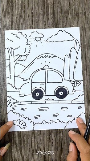 menggambar mobil dan pemandangan #caramenggambar #drawing #tutorialmenggambar