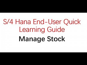 SAP S/4 Hana Manage Stock