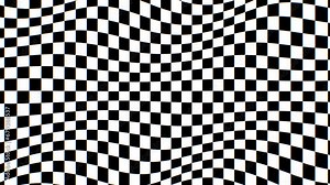 Wavy Black And White Distorted Checkerboard Flowing Optical Illusion - 4K Seamless VJ Loop Motion Background Animation