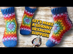 HOW TO MAKE A SLIPPERS SOCKS | HEXAGON GRANNY SLIPPERS #crochet #simplecrochet #slippers #socks