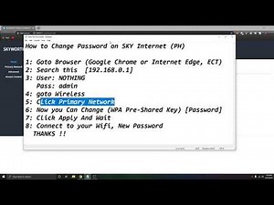 How to Change Password on Sky Fiber or Sky Broadband or Sky Internet