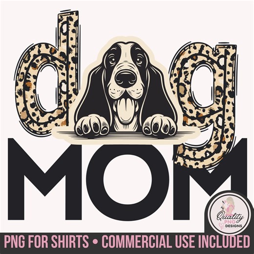 Bassett Hound Dog Mom PNG, Digital Sublimation Download, Mothers Day Design, Leopard Print Clipart, Print on Demand Commercial Use - Etsy