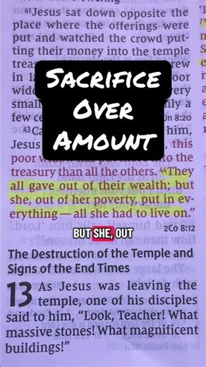 Sacrifice over amount. #biblestudy #bibleverse #scripture #bible #god