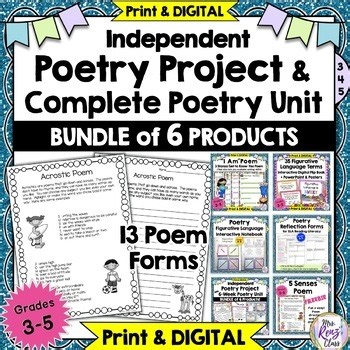 Poetry Writing Project and Poetry Unit Elementary Complete BUNDLE of 6 Products