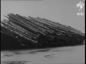1959 Newreel footage of logs being barged From the Queen Charlottes to the south coast