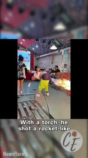 Man Performs Rocket-Like Flame Trick From His Backside in China 😆