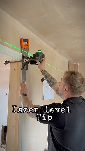Laser level tip , simple height adjustment clamp a saw to a door jam no mess no damage #tips #diy #tradietips #laser #hack #howto | David Finnegan