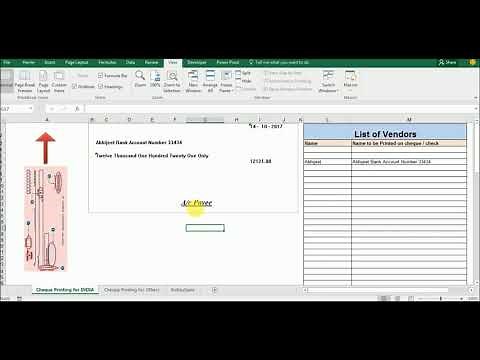 Cheque amount printing using Microsoft Excel