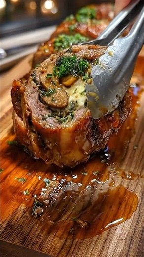 Creamy Mushroom Stuffed Pork Tenderloin | Juicy Stuffed Pork Recipe