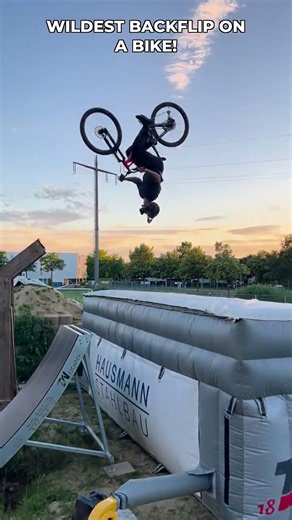 Unbelievable Bike Backflip on Airbag!