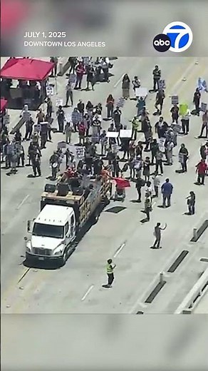 Protesters shut down Sixth Street bridge in downtown Los Angeles