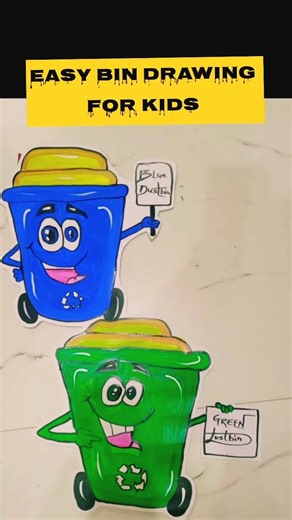 Easy Bin drawing for kids #shortvideo #viral #trending #ytshorts