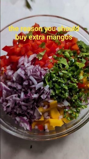 mango salsa is here to elevate dinners and snacktime! such an easy 5 minute recipe!