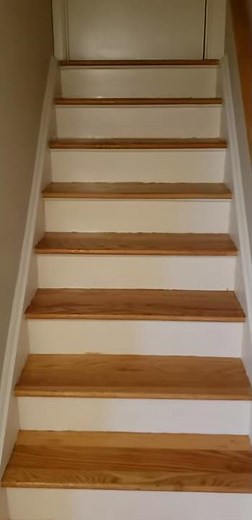 Applying water based poly on stairs steps