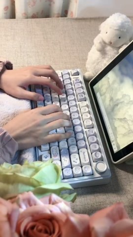 Blue White MOA Profile Custom PBT Keycaps 132 Keys Set Dye Sublimation Keycaps for 61/87/104/108/84/64/98/96 Mechanical Keyboard