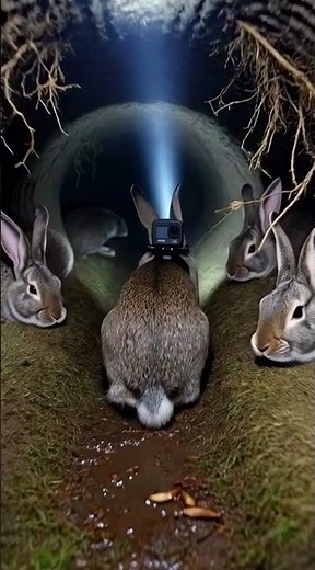 Camera Mounted on a Wild Rabbit Exploring a Hidden Underground Burrow | Real Rabbit Tunnel Footage